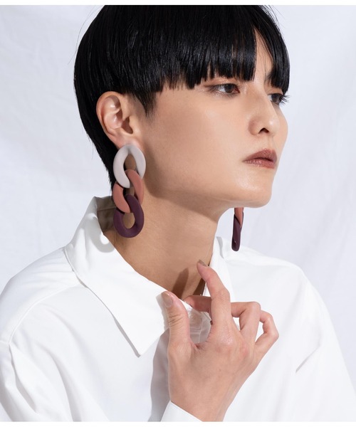 Settimissimo（セッティミッシモ）の「ITALYマット3カラーチェーン大ぶりピアス（ピアス（両耳用）・レディース・レッド/ブラウン・FREE）」の11枚目の写真