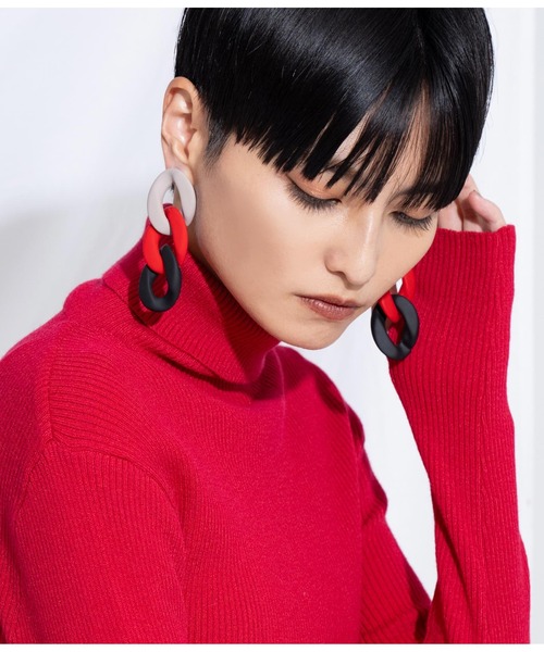 Settimissimo（セッティミッシモ）の「ITALYマット3カラーチェーン大ぶりピアス（ピアス（両耳用）・レディース・レッド/ブラウン・FREE）」の12枚目の写真