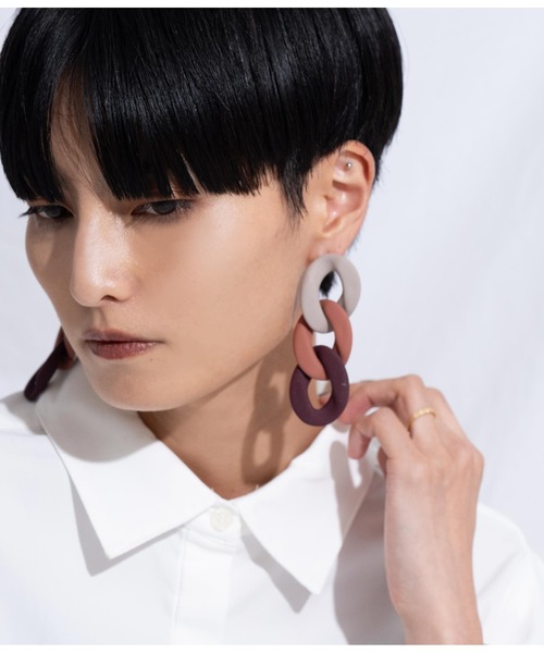 Settimissimo（セッティミッシモ）の「ITALYマット3カラーチェーン大ぶりピアス（ピアス（両耳用）・レディース・レッド/ブラウン・FREE）」の8枚目の写真