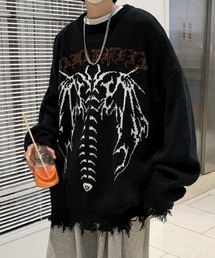 ストリートデザインダメージニット