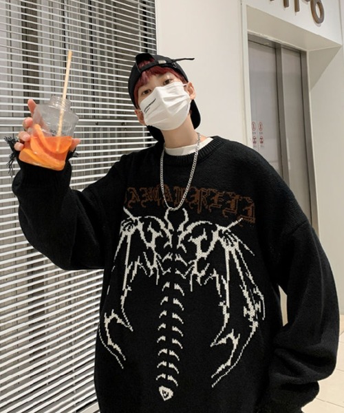 MGV(エムジーヴィー)の「ストリートデザインダメージニット(ニット/セーター・メンズ・ブラック/グレー・LARGE/X-LARGE/MEDIUM)」の14枚目の写真