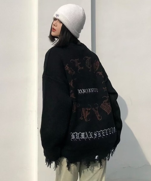 MGV(エムジーヴィー)の「ストリートデザインダメージニット(ニット/セーター・メンズ・ブラック/グレー・LARGE/X-LARGE/MEDIUM)」の18枚目の写真