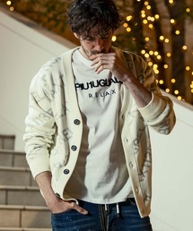 1PIU1UGUALE3 RELAX(ウノピゥウノウグァーレトレ リラックス)総柄ロゴニットカーディガン