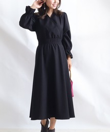 カシュクールロングワンピース【大きいサイズ対応】