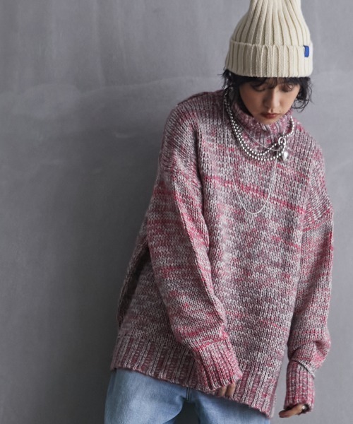 GEVS.（ジェイヴィス）の「＜大きいサイズ＞ 3色引き揃えミックスカラーニットプルオーバー GEVS.（ニット/セーター・レディース・グリーン系/ピンク系/パープル系・5L/4L/3L/L/LL）」の14枚目の写真