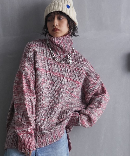 GEVS.（ジェイヴィス）の「＜大きいサイズ＞ 3色引き揃えミックスカラーニットプルオーバー GEVS.（ニット/セーター・レディース・グリーン系/ピンク系/パープル系・5L/4L/3L/L/LL）」の17枚目の写真