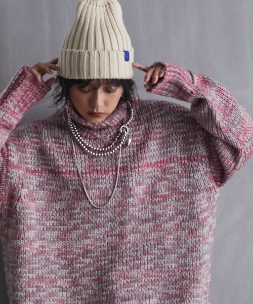 GEVS.（ジェイヴィス）の「＜大きいサイズ＞ 3色引き揃えミックスカラーニットプルオーバー GEVS.（ニット/セーター・レディース・グリーン系/ピンク系/パープル系・5L/4L/3L/L/LL）」の19枚目の写真