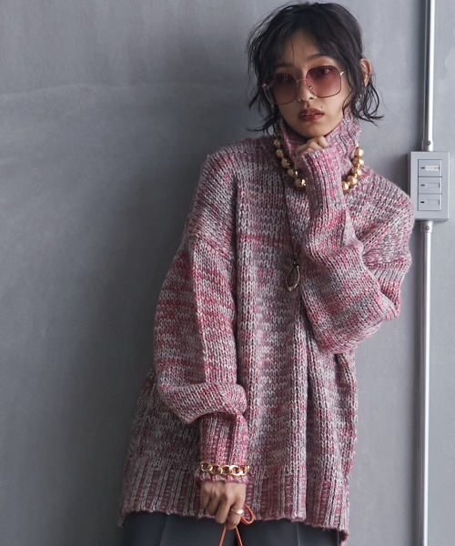 GEVS.（ジェイヴィス）の「＜大きいサイズ＞ 3色引き揃えミックスカラーニットプルオーバー GEVS.（ニット/セーター・レディース・グリーン系/ピンク系/パープル系・5L/4L/3L/L/LL）」の13枚目の写真