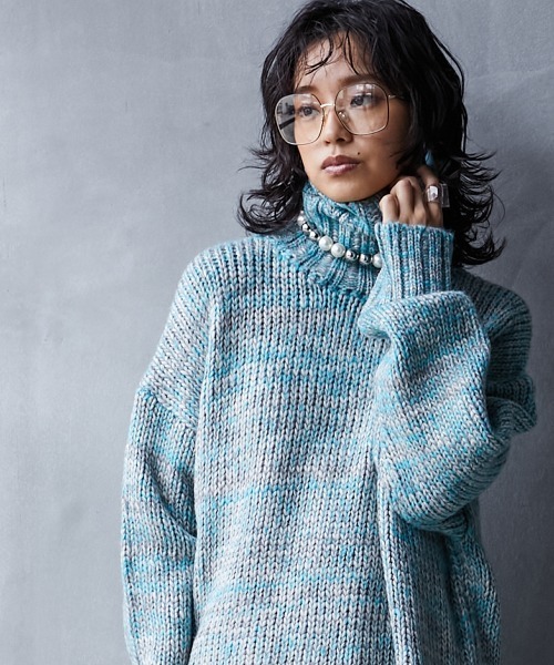 GEVS.（ジェイヴィス）の「＜大きいサイズ＞ 3色引き揃えミックスカラーニットプルオーバー GEVS.（ニット/セーター・レディース・グリーン系/ピンク系/パープル系・5L/4L/3L/L/LL）」の10枚目の写真