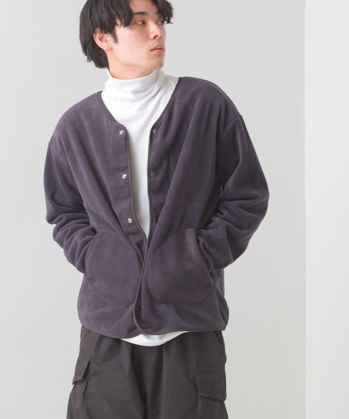 OMNES(オムネス)の「メンズ ふわふわフリースカーディガン長袖(カーディガン/ボレロ・メンズ・パープル/チャコールグレー/アイボリー・MEDIUM/LARGE)」の8枚目の写真