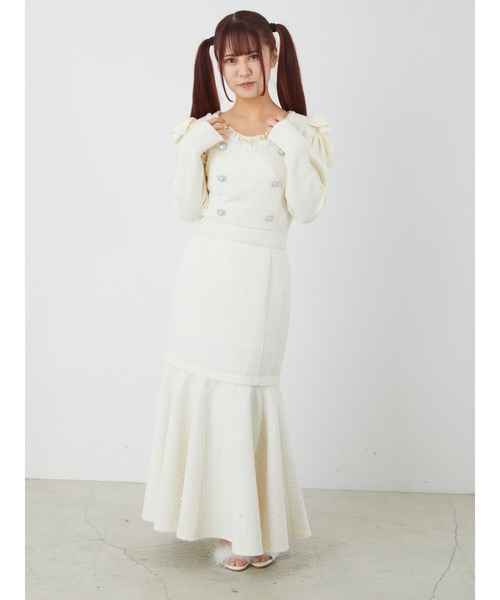 Ank Rouge(アンクルージュ)の「2WAYツイードワンピース(ワンピース・レディース・オフホワイト/ピンク/ブラック・M)」の5枚目の写真