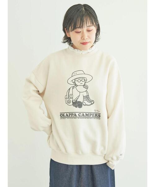 CRAFT STANDARD BOUTIQUE（クラフトスタンダードブティック）の「URANIWA　CAMPERS　SWEAT（スウェット・レディース・グレイッシュベージュ/チャコールグレー/アイボリー・M/L）」の4枚目の写真