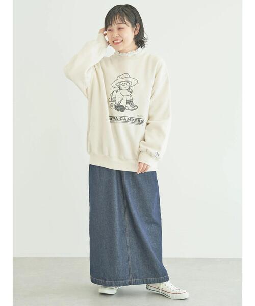 CRAFT STANDARD BOUTIQUE（クラフトスタンダードブティック）の「URANIWA　CAMPERS　SWEAT（スウェット・レディース・グレイッシュベージュ/チャコールグレー/アイボリー・M/L）」の8枚目の写真