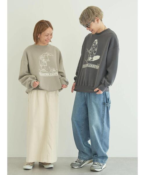 CRAFT STANDARD BOUTIQUE（クラフトスタンダードブティック）の「URANIWA　CAMPERS　SWEAT（スウェット・レディース・グレイッシュベージュ/チャコールグレー/アイボリー・M/L）」の14枚目の写真