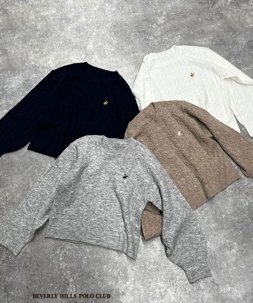 BEVERLY HILLS POLO CLUB（ビバリーヒルズポロクラブ）の「【BEVERLY HILLS POLO CLUB】ケーブルニットプルオーバー（ニット/セーター・レディース・ネイビー/ベージュ/グレー/オフホワイト・MEDIUM/SMALL）」の19枚目の写真