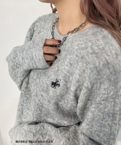 BEVERLY HILLS POLO CLUB（ビバリーヒルズポロクラブ）の「【BEVERLY HILLS POLO CLUB】ケーブルニットプルオーバー（ニット/セーター・レディース・ネイビー/ベージュ/グレー/オフホワイト・MEDIUM/SMALL）」の22枚目の写真
