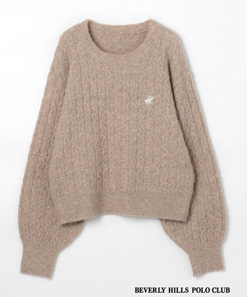 BEVERLY HILLS POLO CLUB（ビバリーヒルズポロクラブ）の「【BEVERLY HILLS POLO CLUB】ケーブルニットプルオーバー（ニット/セーター・レディース・ネイビー/ベージュ/グレー/オフホワイト・MEDIUM/SMALL）」の7枚目の写真