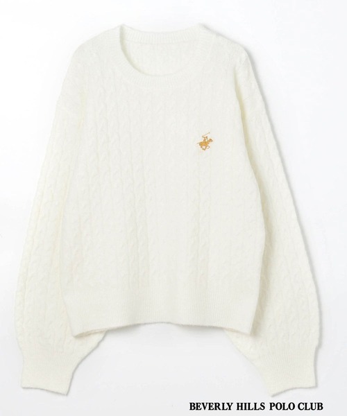 BEVERLY HILLS POLO CLUB（ビバリーヒルズポロクラブ）の「【BEVERLY HILLS POLO CLUB】ケーブルニットプルオーバー（ニット/セーター・レディース・ネイビー/ベージュ/グレー/オフホワイト・MEDIUM/SMALL）」の5枚目の写真