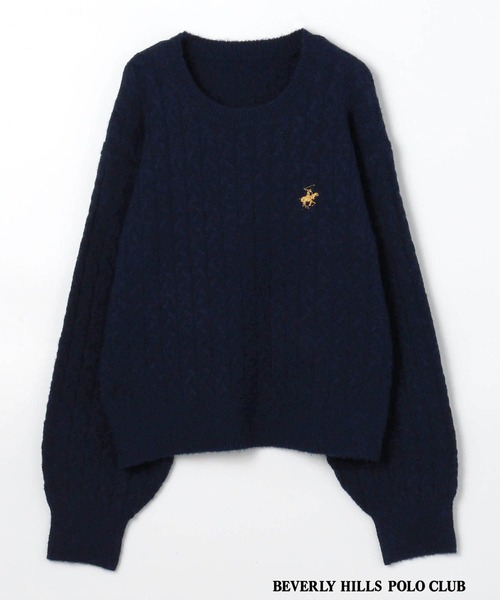 BEVERLY HILLS POLO CLUB（ビバリーヒルズポロクラブ）の「【BEVERLY HILLS POLO CLUB】ケーブルニットプルオーバー（ニット/セーター・レディース・ネイビー/ベージュ/グレー/オフホワイト・MEDIUM/SMALL）」の8枚目の写真
