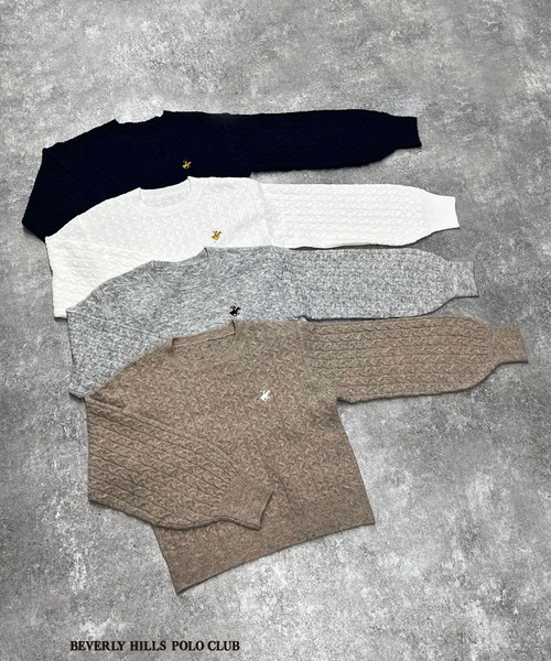 BEVERLY HILLS POLO CLUB（ビバリーヒルズポロクラブ）の「【BEVERLY HILLS POLO CLUB】ケーブルニットプルオーバー（ニット/セーター・レディース・ネイビー/ベージュ/グレー/オフホワイト・MEDIUM/SMALL）」の16枚目の写真