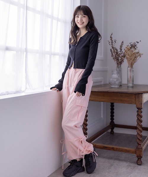 clear（クリア）の「裾サイドリボンカーゴパンツ[低身長用サイズ有]（カーゴパンツ・レディース・ピンク/ブラック/アイボリー・F/XS）」の12枚目の写真