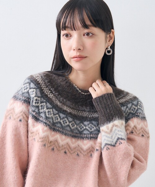 FREAK'S STORE（フリークスストア）の「シャギー ノルディックニット（ニット/セーター・レディース・ピンク/ベージュ/グレー・ﾌﾘ-）」の3枚目の写真