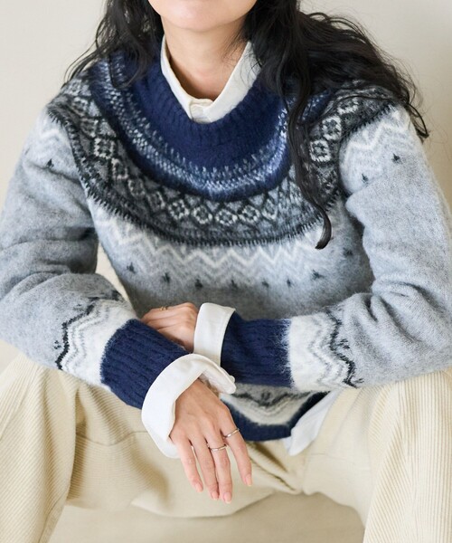 FREAK'S STORE（フリークスストア）の「シャギー ノルディックニット（ニット/セーター・レディース・ピンク/ベージュ/グレー・ﾌﾘ-）」の7枚目の写真