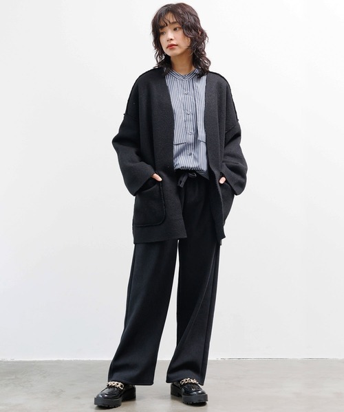 mili an deni(ミリアンデニ)の「裏起毛ベロアセミワイドパンツ(その他パンツ・レディース・チャコールグレー/ブラック/アイボリー・L/M)」の13枚目の写真