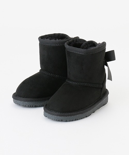 petit main(プティマイン)の「リボンムートンブーツ(スニーカー・キッズ・モカ/ブラック/ベージュ/シルバー・16cm/18cm/17cm/19cm/15cm/14cm)」の2枚目の写真