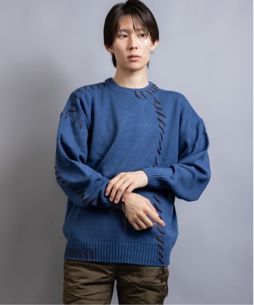 En serio TOKYO(エンソリオトーキョー)の「アシンメトリーハンドステッチ クルーネックニット(ニット/セーター・メンズ・ホワイト/オレンジ/ブラック/ブルー・L/M)」の10枚目の写真