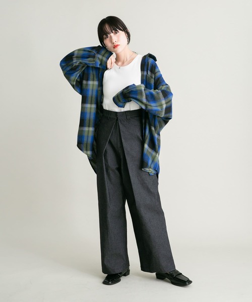 KBF BIGチェックシャツ パープル　グリーン　長袖　美品 KBF｜BIGチェックシャツ | Rakuten Fashion(楽天ファッション