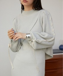 AZUL by moussy | レースアップスリーブレイヤードニットワンピース(ワンピース)