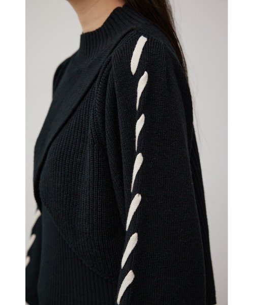 AZUL by moussy（アズールバイマウジー）の「レースアップスリーブレイヤードニットワンピース（ワンピース・レディース・ブラック/ブルー/ライトグレー・SMALL/MEDIUM）」の6枚目の写真