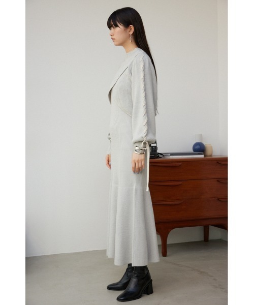 セール】レースアップスリーブレイヤードニットワンピース（ワンピース