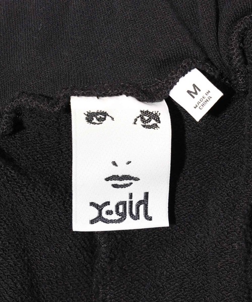 X-girl（エックスガール）の「BICOLOR BOX LOGO SWEAT PANTS（スウェットパンツ・レディース・アッシュ/ブラック/ピンク・S/M）」の11枚目の写真