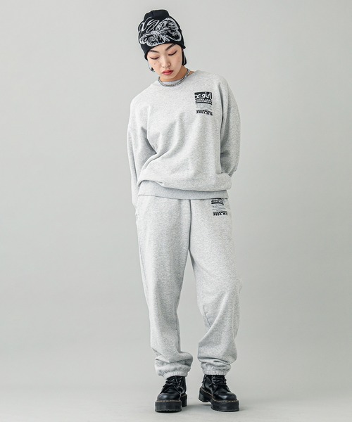 X-girl（エックスガール）の「BICOLOR BOX LOGO SWEAT PANTS
