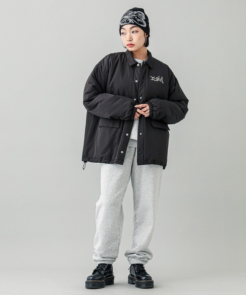 X-girl（エックスガール）の「BICOLOR BOX LOGO SWEAT PANTS（スウェットパンツ・レディース・アッシュ/ブラック/ピンク・S/M）」の18枚目の写真