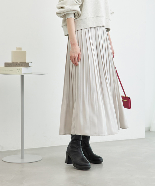 ROPE' PICNIC（ロペピクニック）の「新色追加/ブライトラメプリーツスカート（スカート・レディース・ベージュ/ライトグレー/イエロー系その他3/ライトグリーン・38）」の8枚目の写真