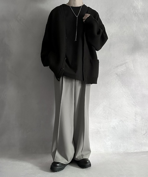 SERACE(セラス)の「【SERACE】Wide drape pin tuck flare slacks / ワイドドレープピンタックフレアスラックス(スラックス・メンズ・ブラック/オフホワイト/アッシュグレー・L/M)」の13枚目の写真