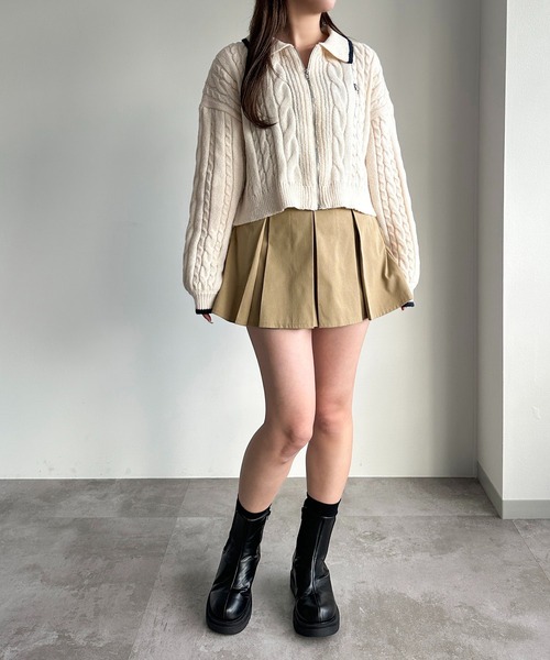 apres jour mignon(アプレジュールミニョン)の「ケーブルジップカーディガン【ZOZOTOWN限定アイテム】(カーディガン/ボレロ・レディース・ネイビー/ボルドー/アイボリー・フリー/X-LARGE)」の10枚目の写真