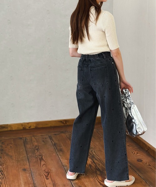 Per sist ence(パーシエンス)の「ハート刺繍デニムハイウエストパンツ(デニムパンツ・レディース・ブルー/インディゴブルー/ブラック・FREE)」の11枚目の写真