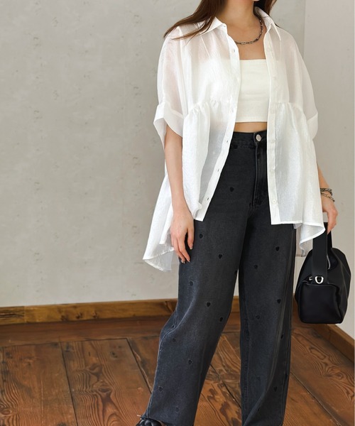 Per sist ence(パーシエンス)の「ハート刺繍デニムハイウエストパンツ(デニムパンツ・レディース・ブルー/インディゴブルー/ブラック・FREE)」の12枚目の写真