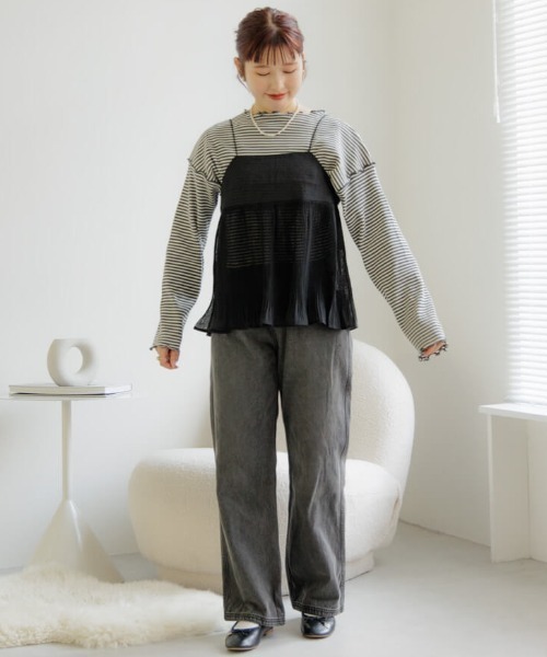 flower（フラワー）の「バレエプリーツビスチェ（キャミソール・レディース・アイボリー/ブラック・FREE）」の21枚目の写真