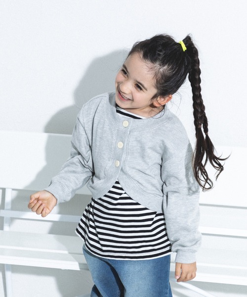 pairmanon（ペアマノン）の「裏毛 前後2WAY ショート丈カーディガン（カーディガン/ボレロ・キッズ・ブラック/グレー/ホワイト・110/130/120/150/100/90/140）」の14枚目の写真