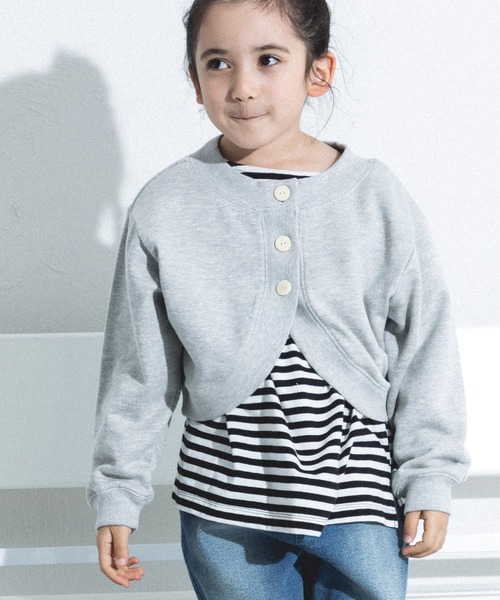 pairmanon（ペアマノン）の「裏毛 前後2WAY ショート丈カーディガン（カーディガン/ボレロ・キッズ・ブラック/グレー/ホワイト・110/130/120/150/100/90/140）」の13枚目の写真