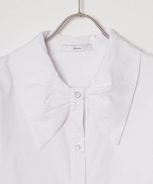 Chick（チック）の「Gather Sleeve Ribbon Blouse / ギャザースリーブリボンブラウス（シャツ/ブラウス・レディース・ホワイト・S/M/L）」の4枚目の写真