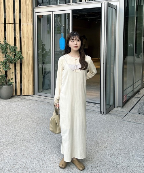 Bab(バブ)の「【nao×Bab】シャドーストライプキャミワンピース(ワンピース・レディース・ベージュ/ホワイト系その他/ブラウン・S/M)」の5枚目の写真