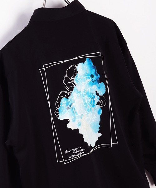 WESTSEA(ウエストシー)の「フラワープリント とろみシャツ 長袖(シャツ/ブラウス・メンズ・ホワイト/ブラック系その他/ブルー系その他/ホワイト系その他/ブラック/ブルー・M/L)」の5枚目の写真