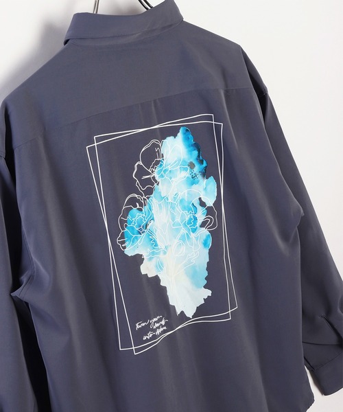 WESTSEA(ウエストシー)の「フラワープリント とろみシャツ 長袖(シャツ/ブラウス・メンズ・ホワイト/ブラック系その他/ブルー系その他/ホワイト系その他/ブラック/ブルー・M/L)」の1枚目の写真