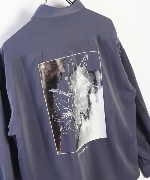 WESTSEA(ウエストシー)の「フラワープリント とろみシャツ 長袖(シャツ/ブラウス・メンズ・ホワイト/ブラック系その他/ブルー系その他/ホワイト系その他/ブラック/ブルー・M/L)」の6枚目の写真